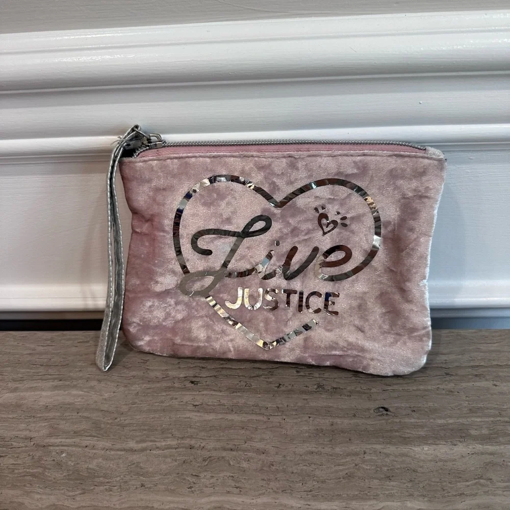 Justice Pink Velvet Backpack and pouch Set
